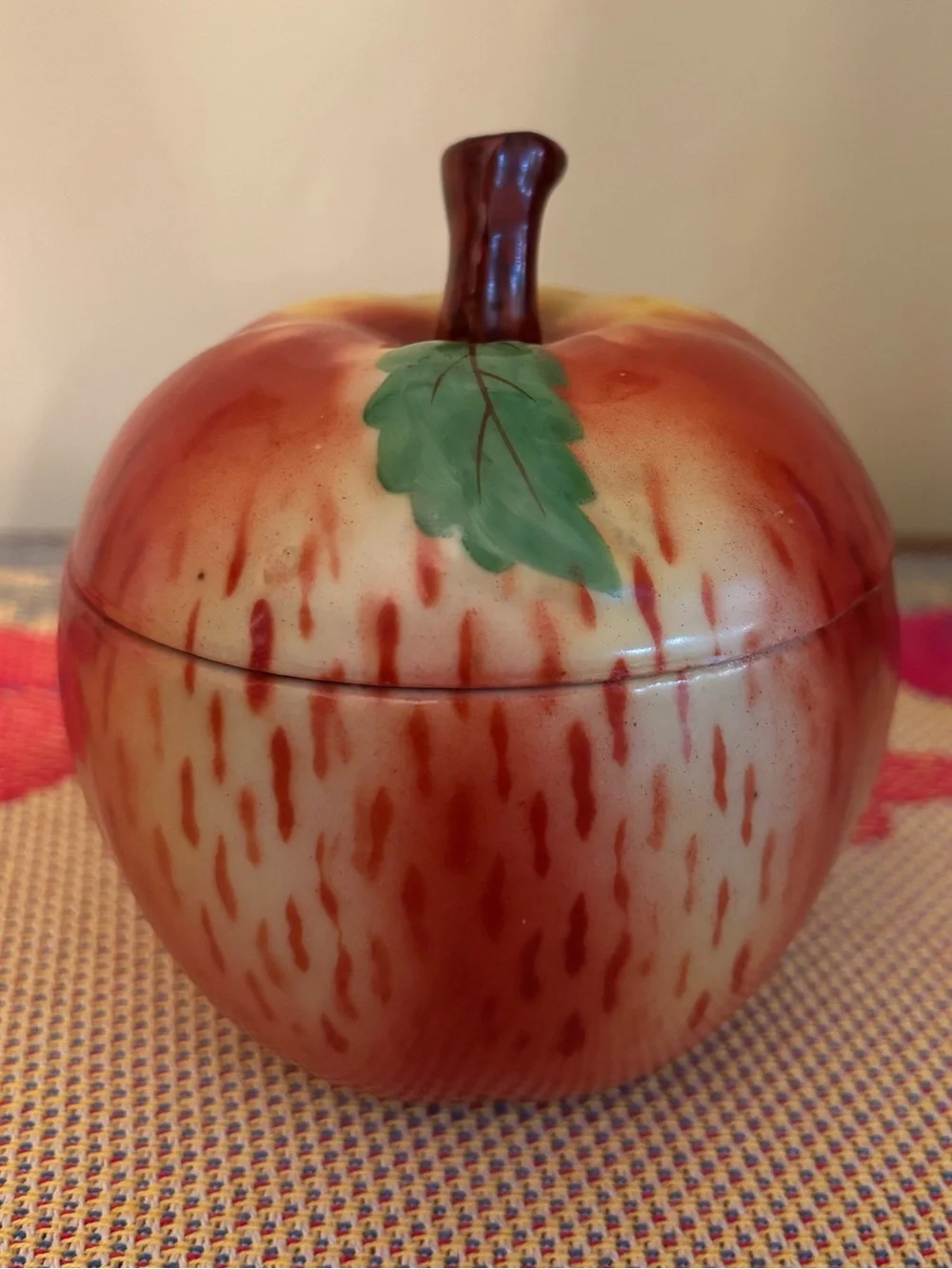Vintage 1940s Czechoslovakian porcelain ceramic apple jar